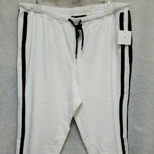 Mia Kaye NWT White Black Side Striped Jogger Capri Pants Size 2X